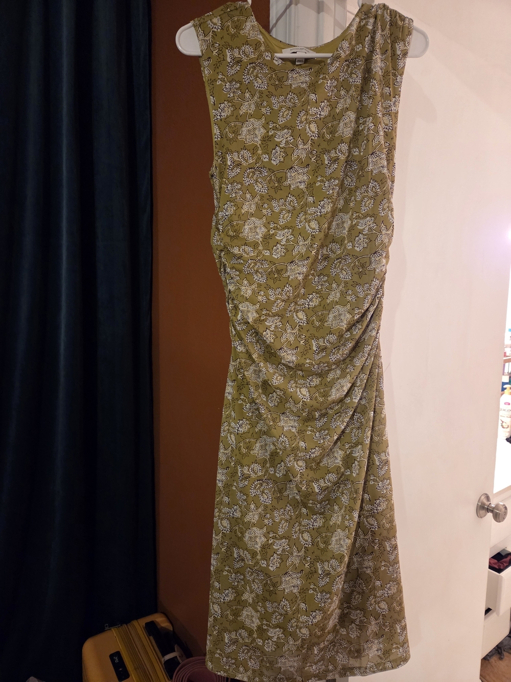 Banana Republic Factory Olive Green Floral Midi Dress